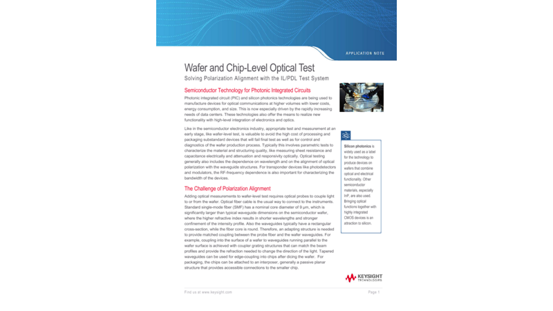 Wafer and Chip-Level Optical Test